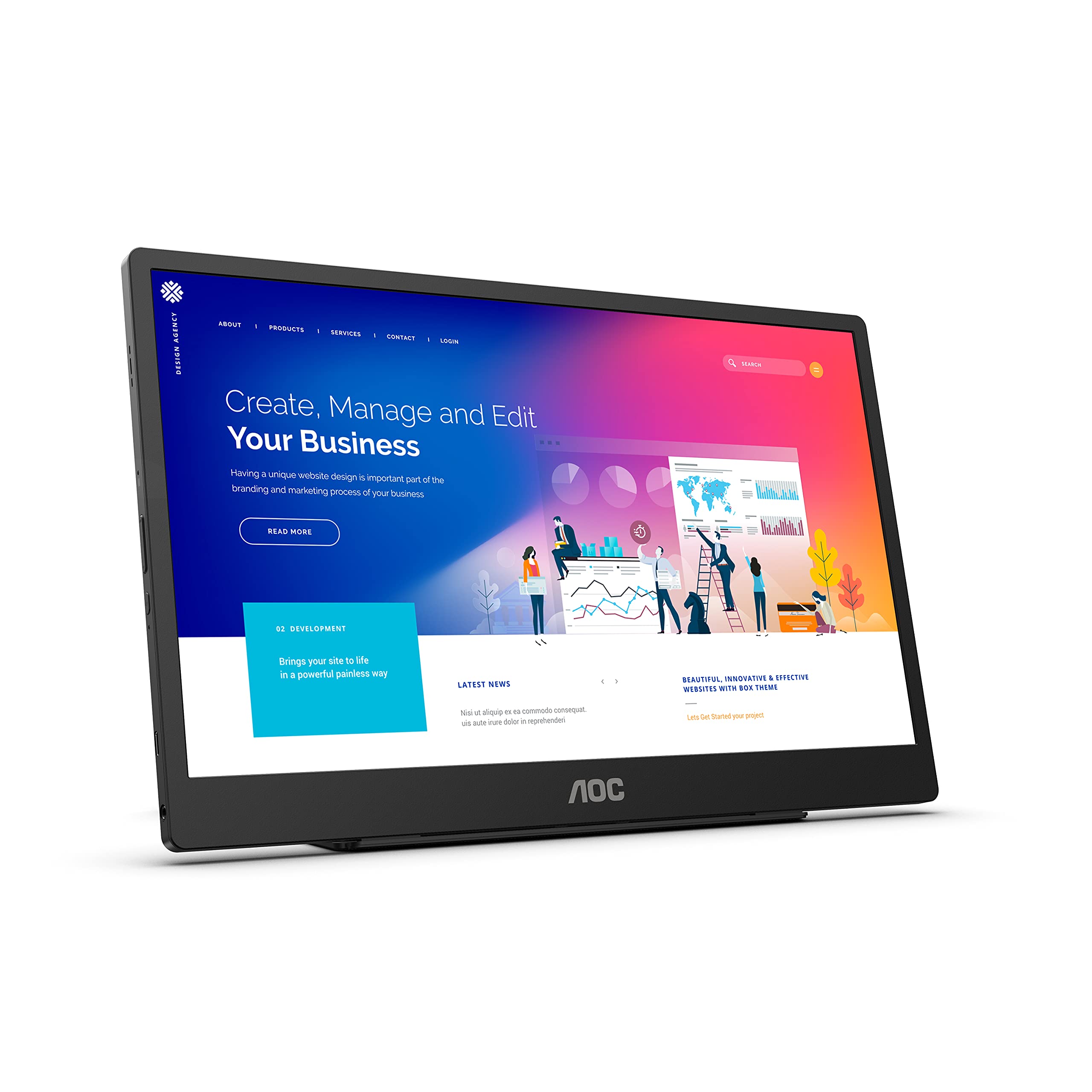 aoc-16t2-cran-portable-tactile-15-6-full-hd-usb-c-batterie-8000-mah image 3