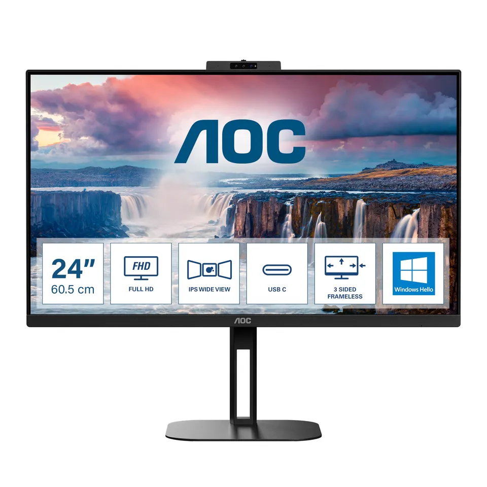 aoc-24v5cw-moniteur-23-8-full-hd-avec-webcam-2mp-et-usb-c-65w image 1