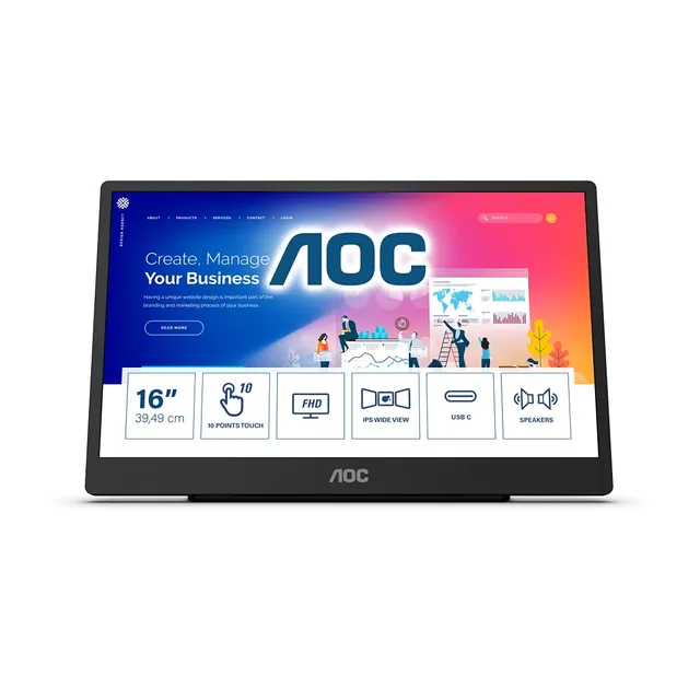 aoc-16t2-cran-portable-tactile-15-6-full-hd-usb-c-batterie-8000-mah image 1