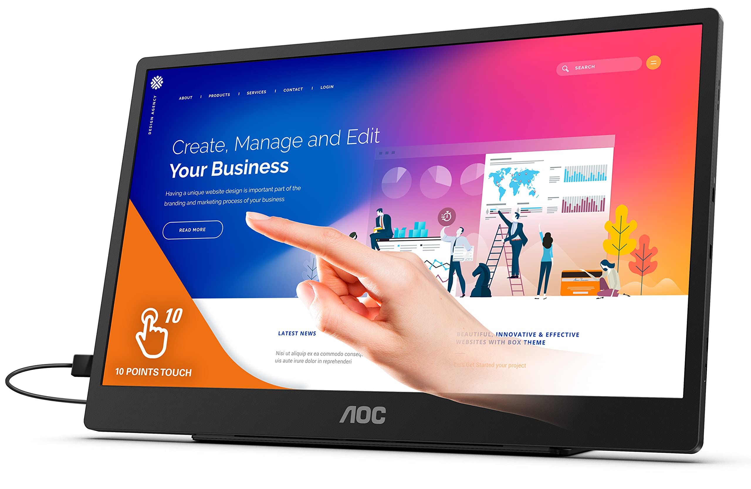 aoc-16t2-cran-portable-tactile-15-6-full-hd-usb-c-batterie-8000-mah image 8