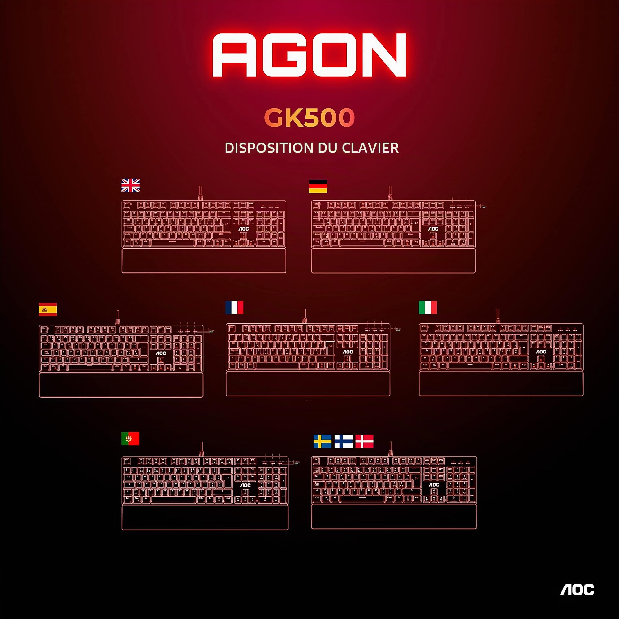 aoc-gk500-clavier-gaming-m-canique-azerty-rgb-outemu-red image 8