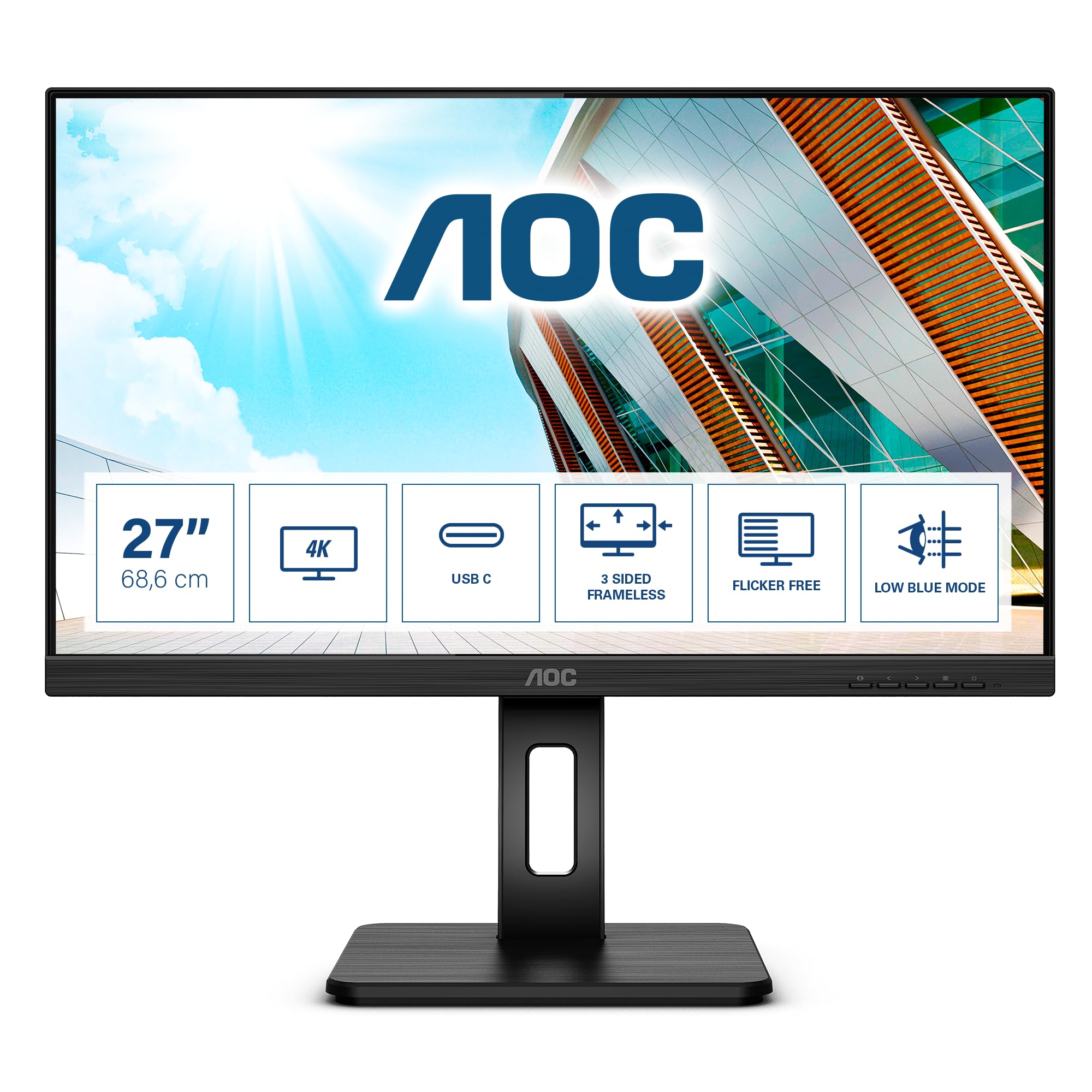 aoc-u27p2-moniteur-pro-27-pouces-4k-uhd-ips-r-glable-en-hauteur image 2