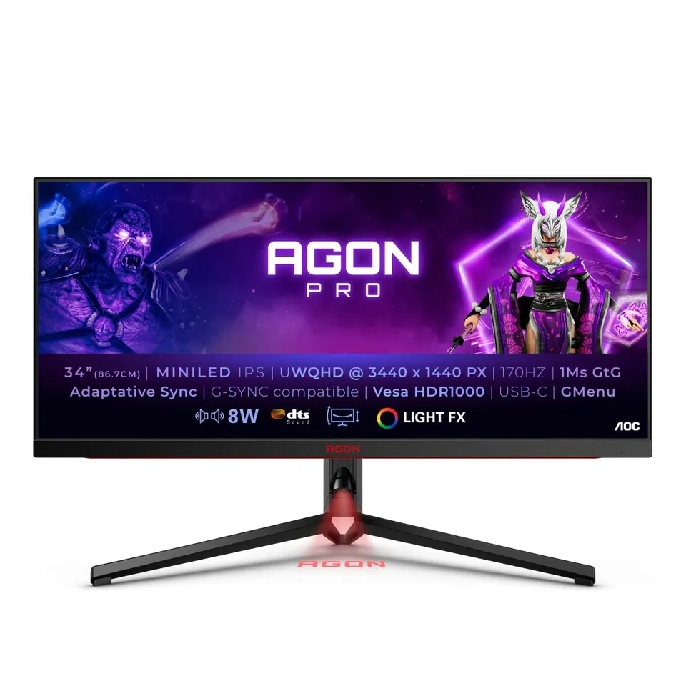 aoc-agon-pro-ag344uxm-moniteur-gaming-34-pouces-wqhd-170hz-mini-led-hdr1000 image 1