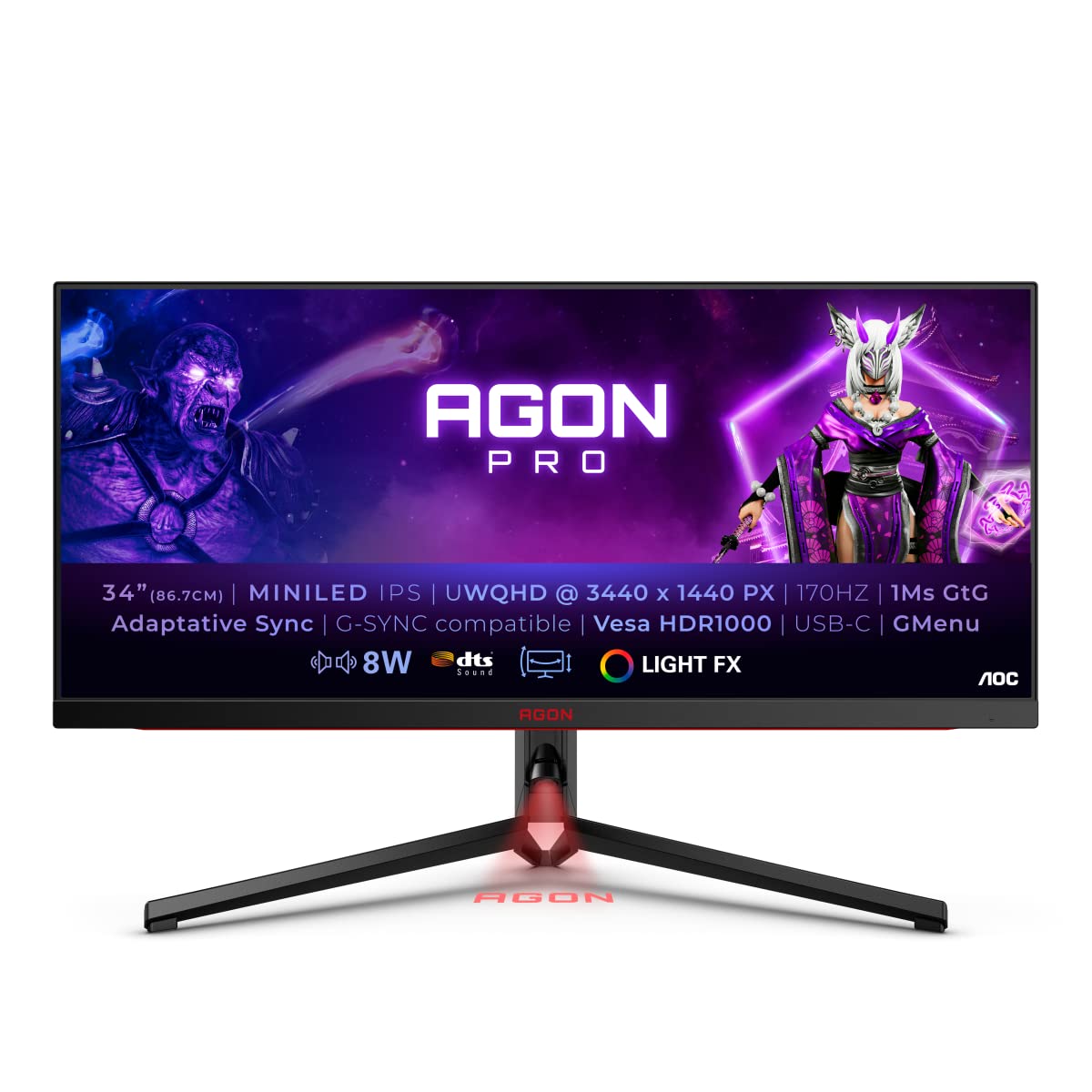 aoc-agon-pro-ag344uxm-moniteur-gaming-34-pouces-wqhd-170hz-mini-led-hdr1000 image 1