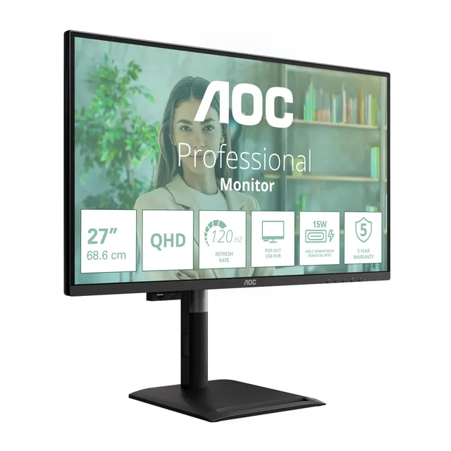 aoc-q27p4u-27-pouces-qhd-120-hz-ips-moniteur-bureautique-r-glable-avec-hub-usb-e image 1
