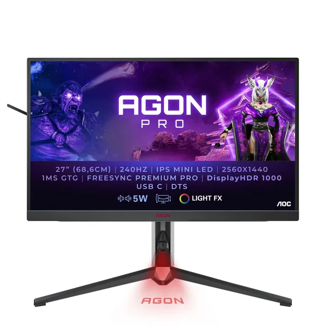 aoc-agon-pro-ag274qzm-cran-gaming-27-qhd-240-hz-hdr1000-noir image 1