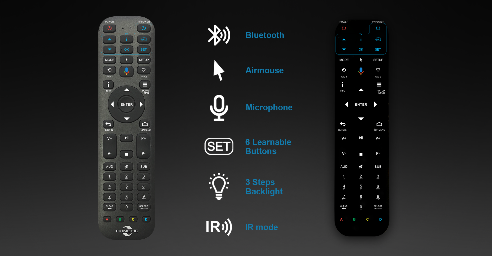 dune-hd-bt-backlit-remote-r4-t-l-commande-bluetooth-r-tro-clair-e image 2