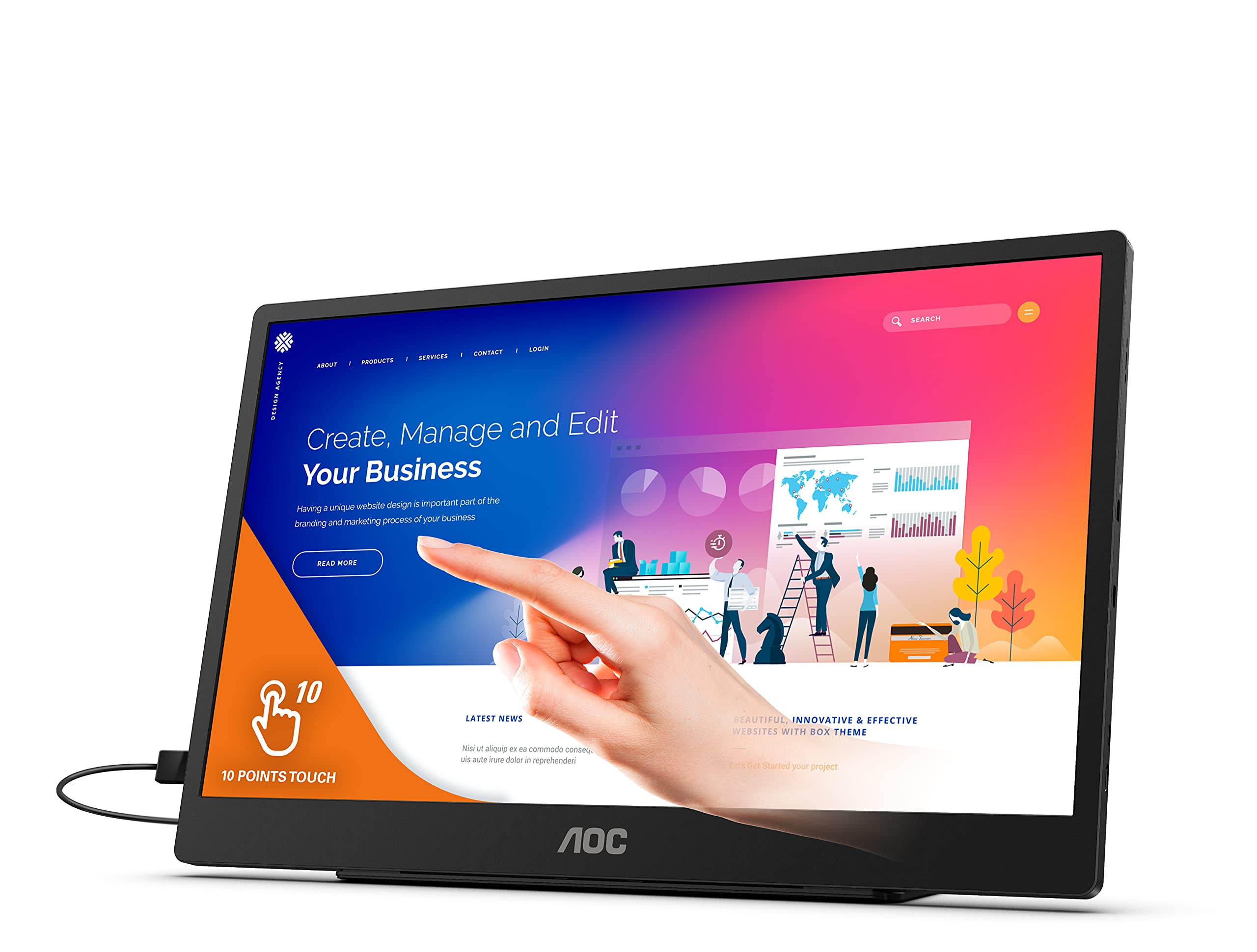 aoc-16t2-cran-portable-tactile-15-6-full-hd-usb-c-batterie-8000-mah image 4