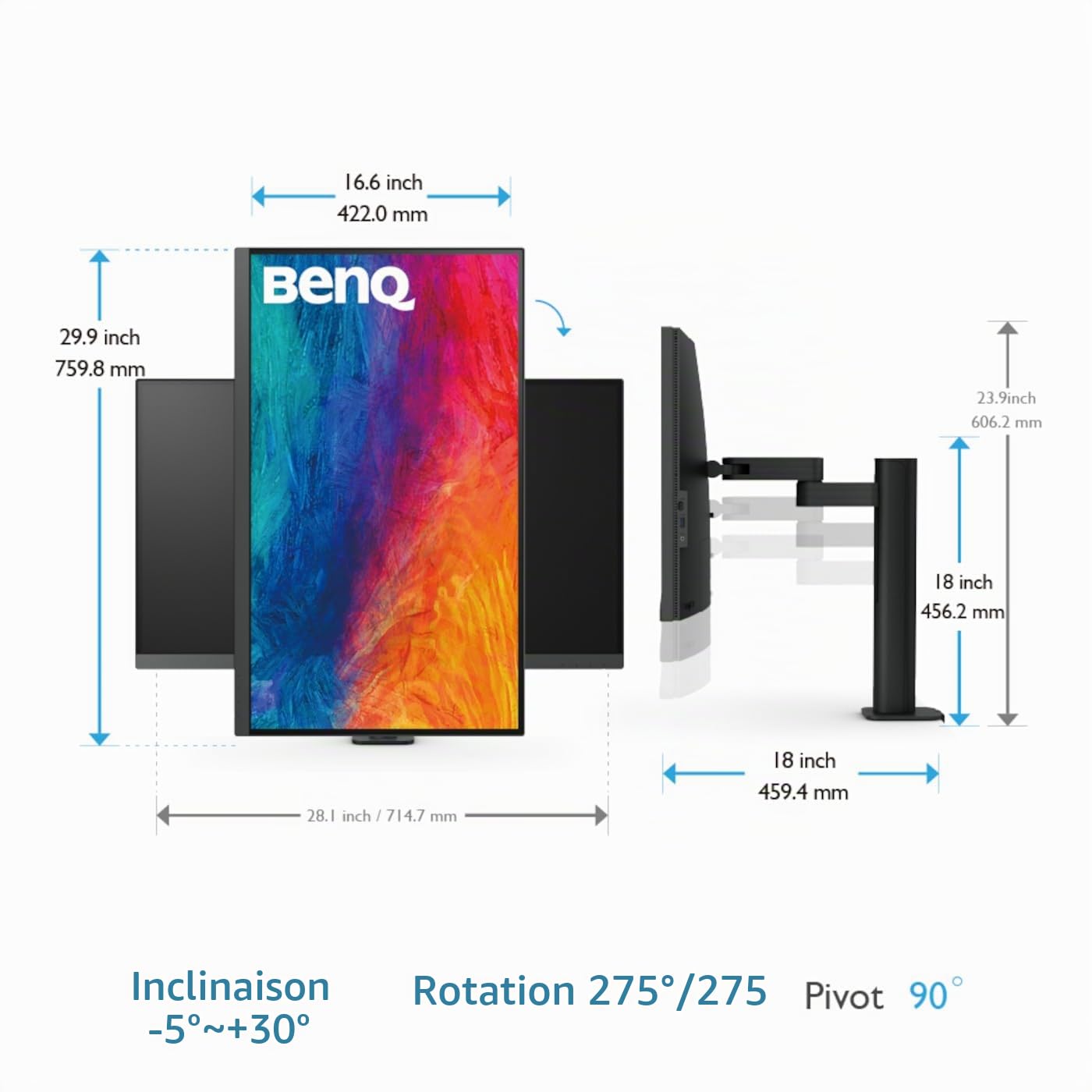 benq-pd3205ua-moniteur-cr-ation-32-pouces-4k-ips-usb-c-90w-avec-bras-ergonomique image 6